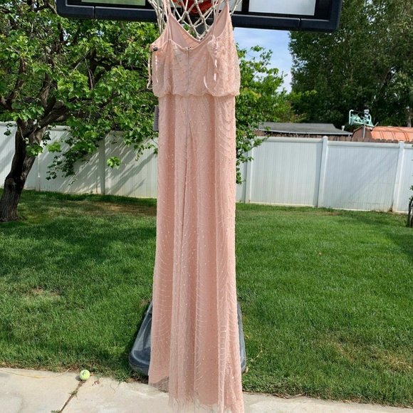 NEW! Adrianna‎ Papell Art Deco Beaded Blouson Gown in Blush Pink [SZ 12 ] - Picture 10 of 13